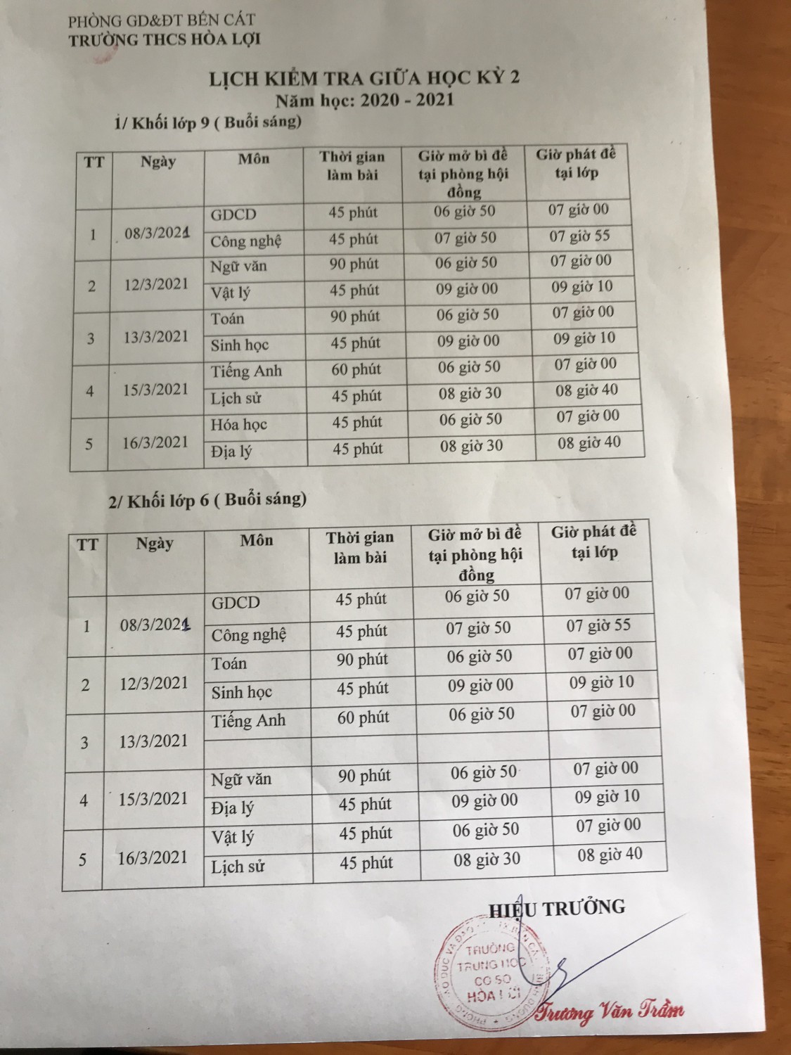 LICH KT GIUA HK 2 KHOI 6,9